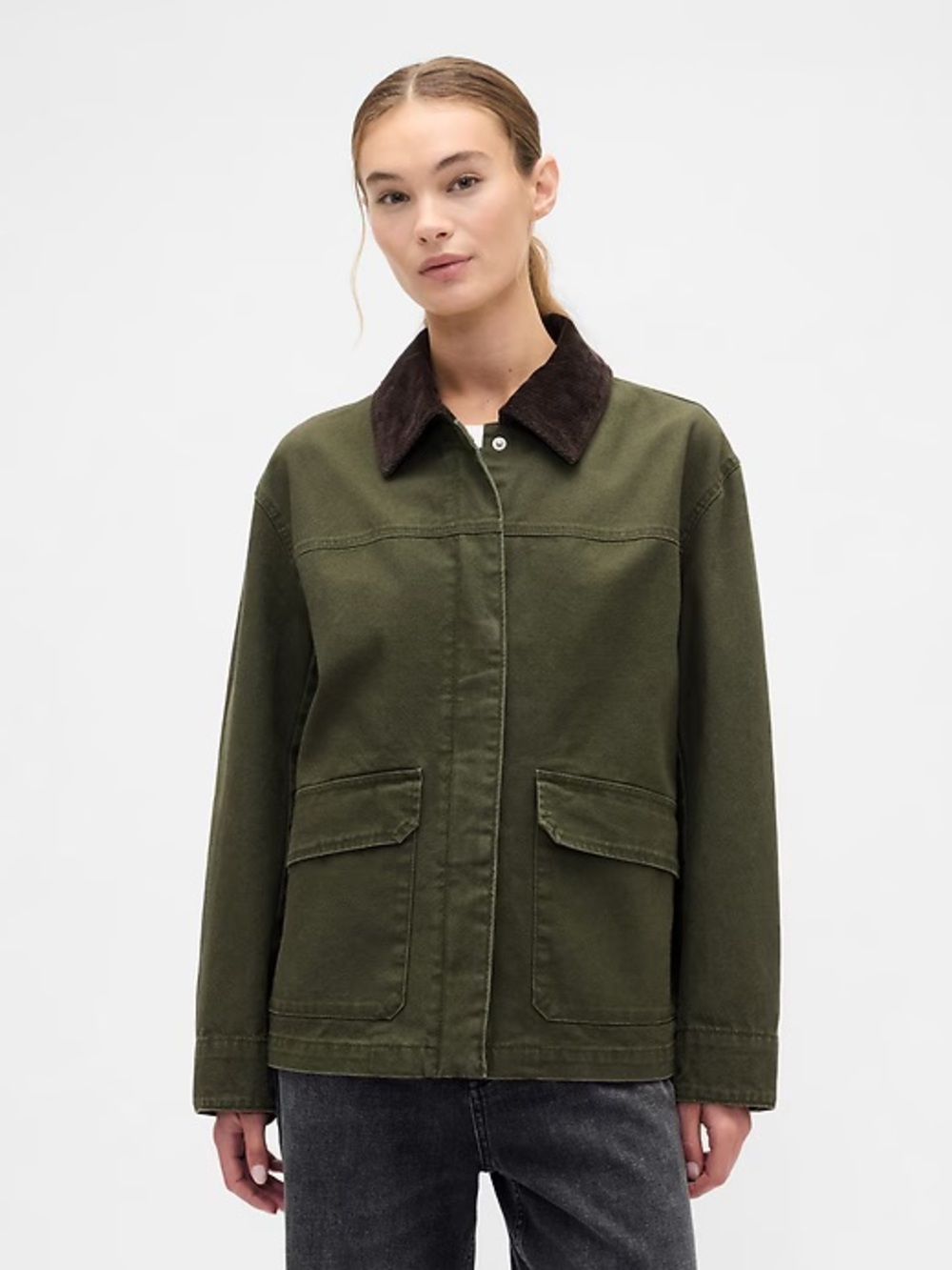 Gap Relaxed Canvas Barn Jacket Ripe Olive Green Size XL, Womens